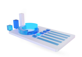 Analytical pie charts with graphs and bar graphs 3d rendering illustration