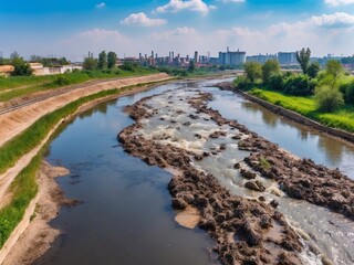 Fototapeta premium hazards destroy the nature water pollution chemical contamination to water 