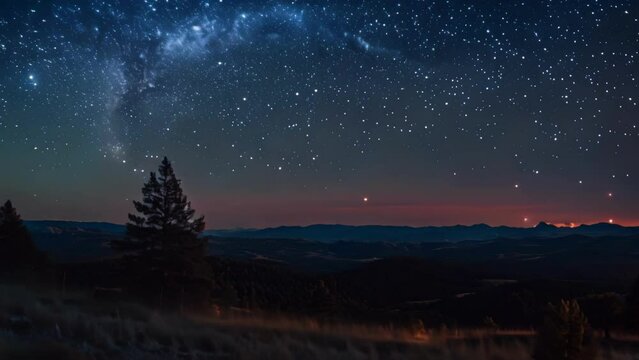 Stars Blanket Night Sky Above Mountain Range