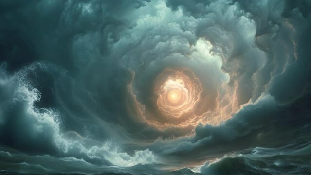 Painting of a Storm in the Middle of the Ocean