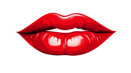 Obraz premium Abstract red lips forming a kiss. simple Vector art