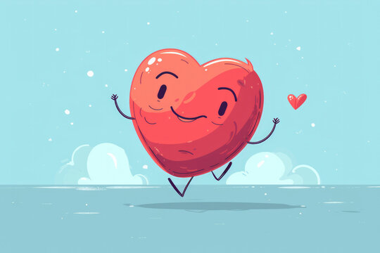 Cartoon heart character running
