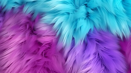 Fototapeta na wymiar Gently waving turquoise and purple plush monster fake fur texture