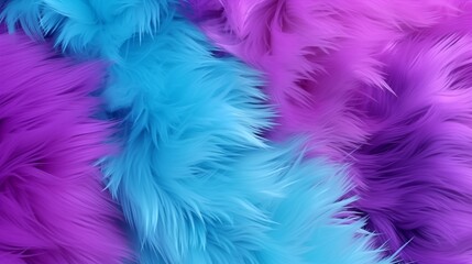 Gently waving turquoise and purple plush monster fake fur texture background