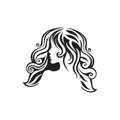 Women long hair logo icon vector women face
