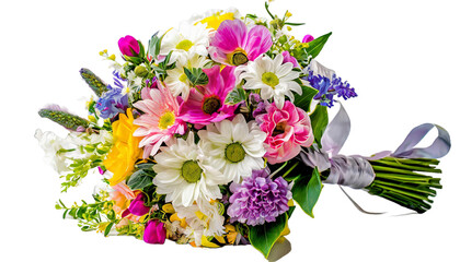 Kolorowy bukiet kwiatów na przeźroczystym tle - obrazy, fototapety, plakaty