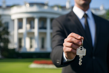 The keys to the white house concept, American  presidential election - obrazy, fototapety, plakaty
