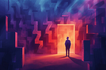 Fototapeta premium Finding a way out, making a decision, finding a solution concept