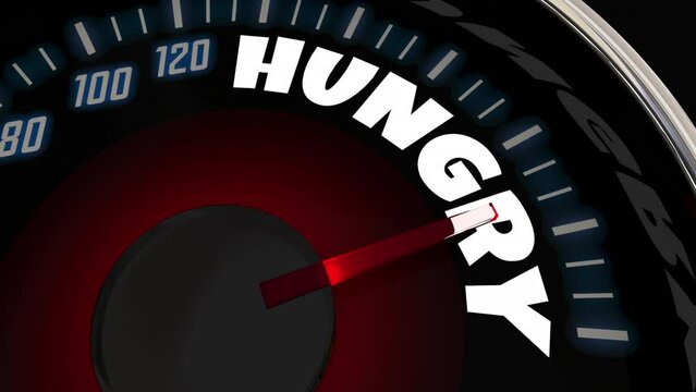 Hungry Speedometer Measure Hunger Level Eat Less Food Diet 3d Animation