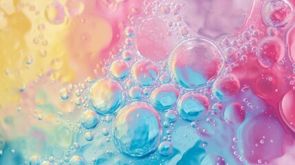 pastel colors soap bubbles in paint, abstract background