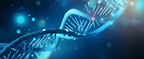 dna a bright blue background