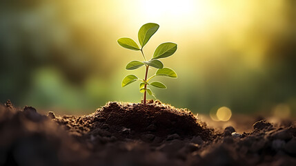 Fresh seedlings sprout from rich forest soil