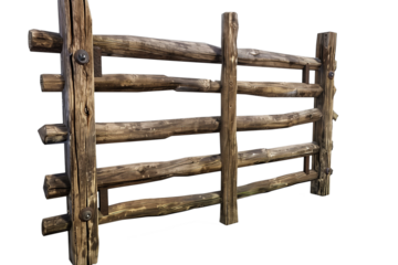 Wooden fence isolated on transparent background.