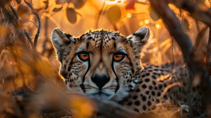 Leopard and cheetah portraits showcasing their spotted fur and captivating faces in a wildlife setting