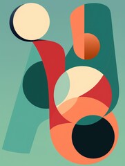 A dynamic abstract painting featuring various circles and shapes in vibrant colors on a blue background, creating a visually striking composition.