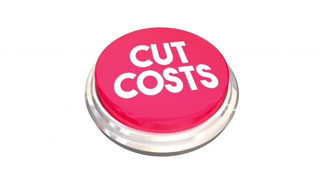 Cut Costs Red Button Reduce Prices Spending Money Budget Austerity Lower Bills 3d Animation