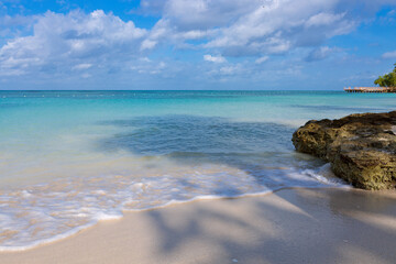 Nature landscape view of beautiful tropical beach and sea in sunny day.