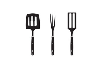Barbecue grill Silhouette vector icon design and Grill bbq vector icon set illustration. BBQ silhouette vector on White background.