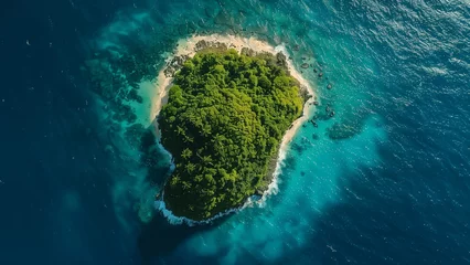 Fotobehang Island Solitude: Drone View of a Circular Caribbean Island © 대연 김
