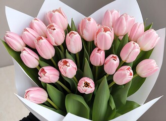 Light Pink Tulips Hand Bouquet from Generative AI