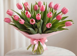 Premium pink Tulips Bouquet from Generative AI