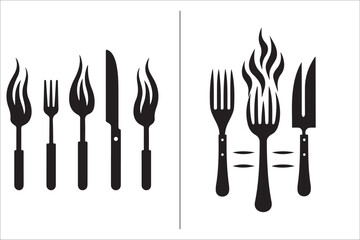 Barbecue grill Silhouette vector icon design and Grill bbq vector icon set illustration