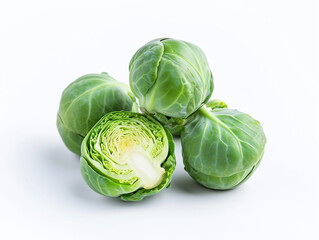 Fototapeta premium Brussels sprouts isolated on a white background. Minimalist style.