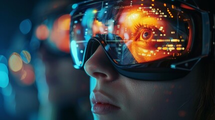 High-Tech Eyewear with Data Interface Reflection