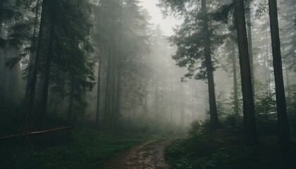 Naklejka premium fog in the forest