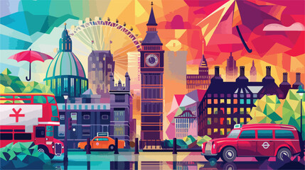 London Uk England geometrical banner design. Colo - obrazy, fototapety, plakaty