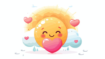 Love you. Sun holding cloud icon. Heart water dro