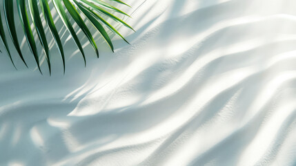 Palm leaf and sand beach abstract background. Summer vacation concept. Generative ai. - obrazy, fototapety, plakaty