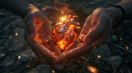 Person Holding Glowing Heart