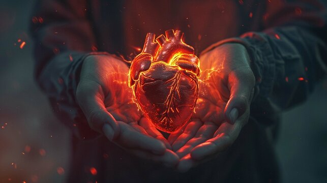 Person Holding Glowing Heart