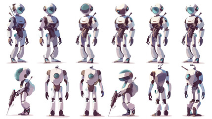 Robot characters vector set. Robotic character wi - obrazy, fototapety, plakaty