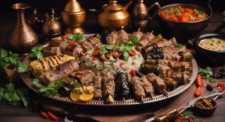 Arabic grilled arabic food dishes kebab