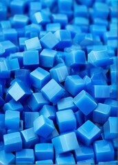 Bunch of blue plastic cubes detailed texture background from Generative AI