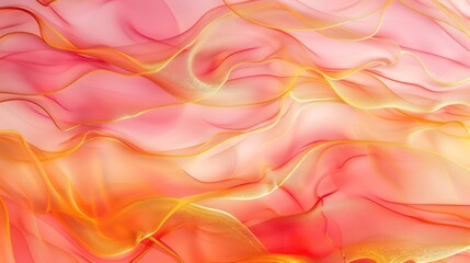 Obraz premium Luxurious abstract fluid art painting in alcohol ink, featuring dreamy wallpaper with transparent waves and golden swirls. Ideal for posters, banners, packaging, and other printed materials