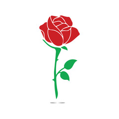 Obraz premium Red roses hand drawn, Black line rose flowers inflorescence silhouettes isolated on white background. Icon roses collection.