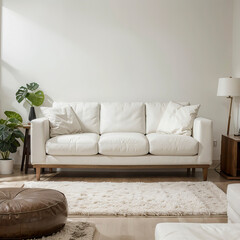 modern living room interior design with white sofa
