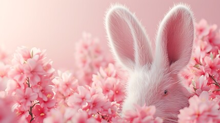 3D rendering of fluffy ears of crop bunny against pastel background during Easter holiday