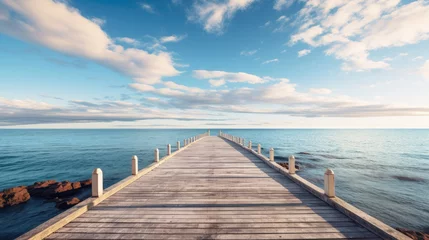 Foto op Plexiglas Ocean Views, Blue sky, Symmetry, Wanderlust, Pier, Solo traveler © Дмитрий Симаков