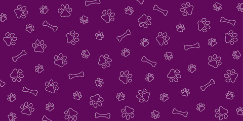 Background with paw print. Vector cat's or dog's paw print on violet background.	