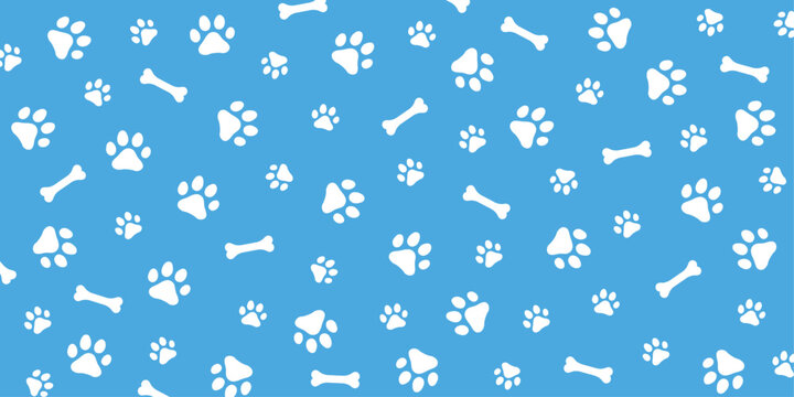 Background with paw print. Vector cat's or dog's paw print on blue background.	