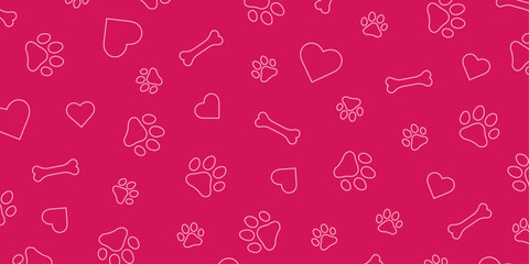 Background with paw print. Vector cat's or dog's paw print on pink background.	