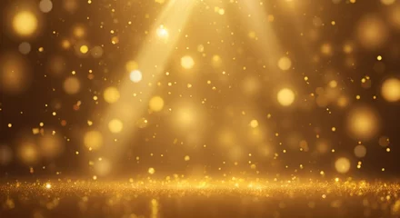 Foto op Plexiglas Gold background with light beam spotlight illustration © MochSjamsul