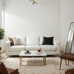 modern living room interior design with white sofa