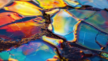 Colorful Glass Close-up: Iridescent beauty in macro detail.