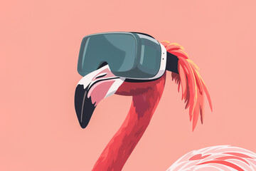 flamingo design illustration with 3d glasses