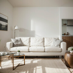 modern living room interior design with white sofa